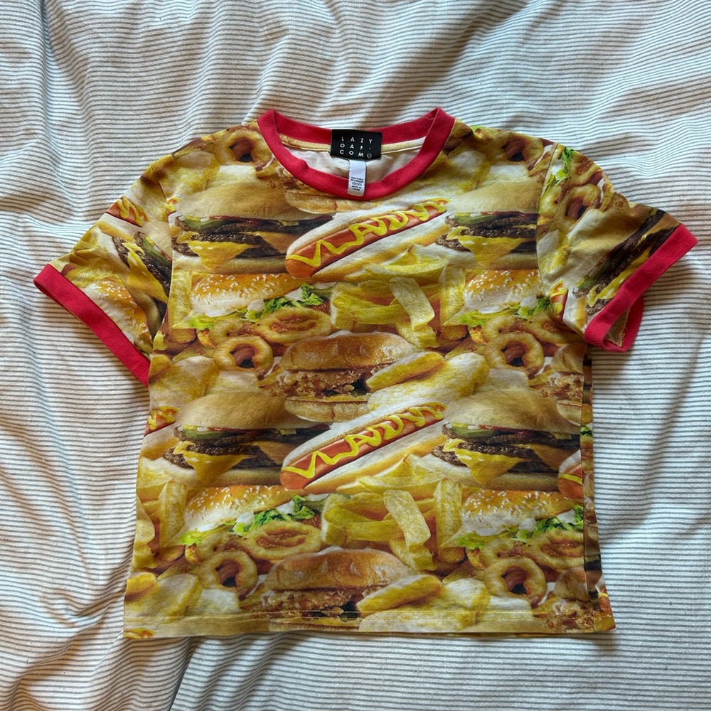 Burger and fries lazy oaf soft crop baby-tee